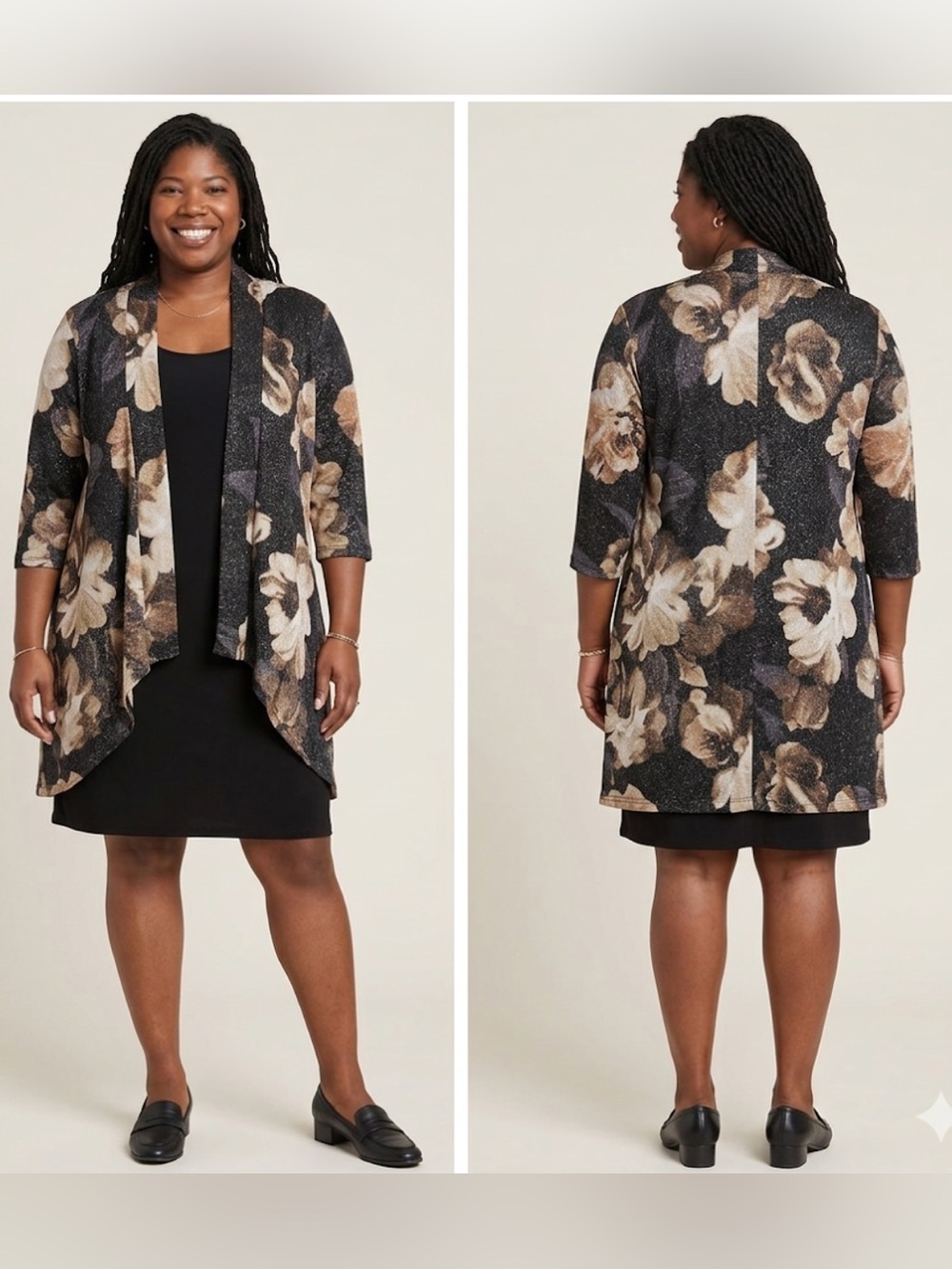 Enfocus Studio Metallic Floral Jacket Dress - Size 10 - Mock 2-Piece